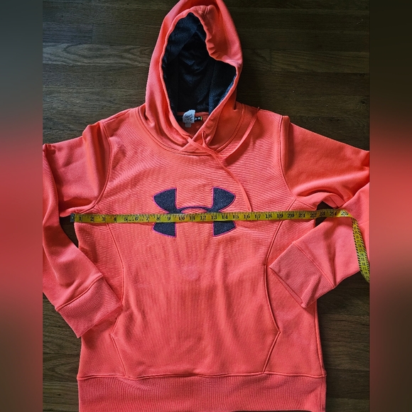 Under Armour Semi Fitted Large Logo Orange Pullover Sweatshirt Womens Size Large - Picture 10 of 14